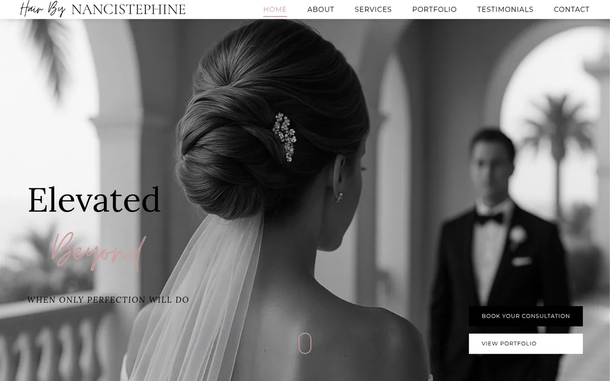 The Hair by NanciStephine bridal hairstyling website created by StacksLV.